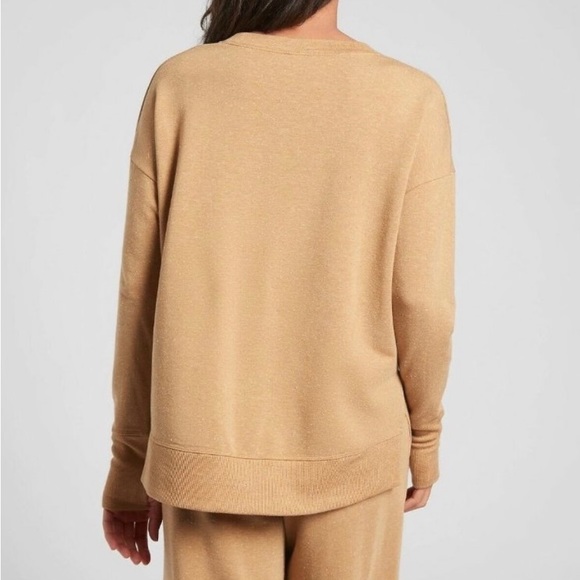 Athleta Relaxed Crewneck Sweatshirt in Camel Heather - Picture 3 of 16
